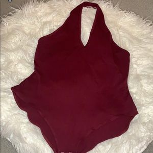 Maroon halter body suit